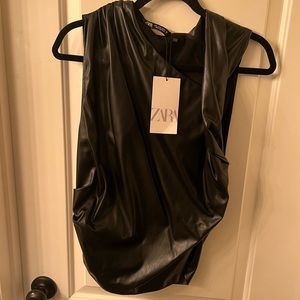 Zara black leather top